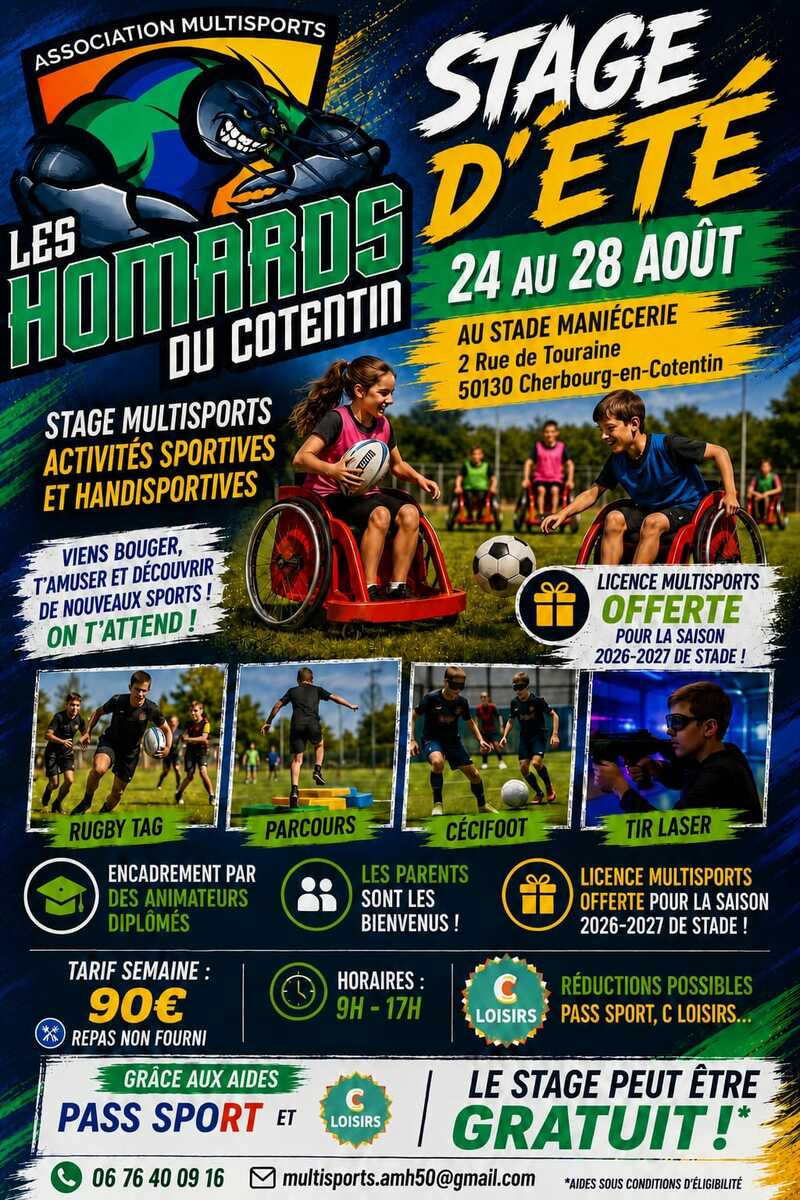 Stage Multisports inclusif AMH Cotentin du 24 au 29 août 2026